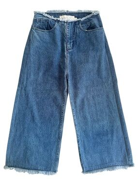 Marques' Almeida Frayed Wide-leg Denim Jeans Medium Wash Size 8